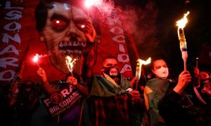 Protesta en Sao Paulo contra Jair Bolsonaro.