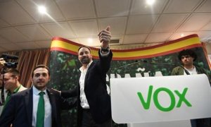 El líder de Vox Santiago Abascal, en el acto de partido en Ceuta, el 30 de octubre de 2019