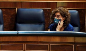 21/07/2021.- La ministra de Hacienda, María Jesús Montero, durante el pleno que este miércoles celebra el Congreso en el que se votan los diferentes decretos ley acordados en los últimos Consejos de Ministros como el de los interinos, el precio de la elec