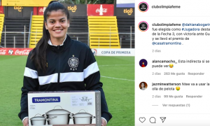 Captura de la cuenta de IG del Olimpia, equipo de Dahiana Bogarín, con su premio: unas ollas.