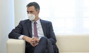 El presidente del Gobierno, Pedro Sánchez, en el Palacio de la Moncloa, durante la visita del presidente de la República de Chile, Sebastián Piñera. E.P./Eduardo Parra