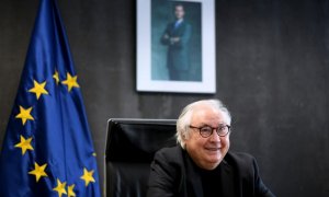 El ministro de Universidades, Manuel Castells, durante la entrevista con 'Público'.