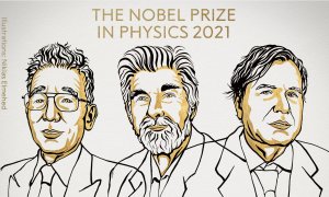 Cartel para anunciar los ganadores del Premio Nobel de Física 2021.