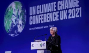 La secretaria del Tesoro de Estados Unidos, Janet Yellen, durante la conferencia sobre el clima COP26 de Glasgow.