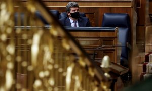 El ministro de Inclusión, Seguridad Social y Migraciones, José Luis Escrivá, durante el Pleno del Congreso que se celebra, este jueves, en Madrid.