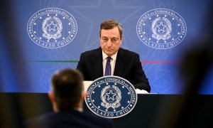 El primer ministro italiano, Mario Draghi, habla durante la Conferencia Nacional sobre Discapacidad, el pasado 13 de diciembre de 2021.