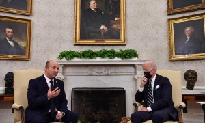 El presidente de EEUU, Joe Biden, con el primer ministro de Israel, Naftali Bennett, en el Despacho Oval de la Casa Blanca, en una reunión celebrada en agosto de 2021. AFP/Nicholas Kamm