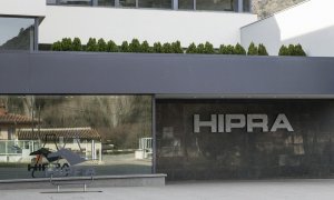 Entrada de la sede de Hipra, a 4 de enero de 2022, en Amer, Girona.