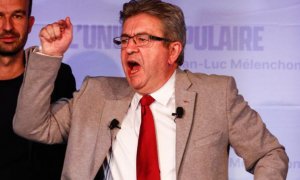 12/04/2022 - El candidato presidencial del partido La France Insoumise (LFI), Jean-Luc Melenchon pronuncia un discurso tras los resultados de la primera vuelta de las elecciones presidenciales francesas en París.