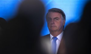 El presidente de Brasil, Jair Bolsonaro, participa este martes, en el lanzamiento del Canal Educação y el Canal Libras, en el Palacio do Planalto de Brasilia (Brasil)