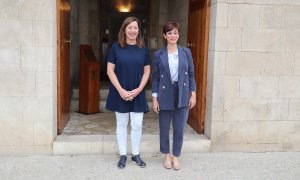 La ministra portavoz del Gobierno, Isabel Rodríguez, junto a la presidenta de Illes Balears, Francina Armengol, este jueves en Palma de Mallorca.