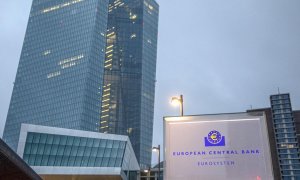 El logo del Banco Central Europeo (BCE) delante de su sede en Fráncfort. ANDRE PAIN / AFP