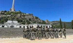 Los miembros de la compañía de del Batallón de Infantería Protegida (BIP) “Uad Ras” II / 31, en el Valle de los Caídos.