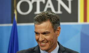 El presidente del Gobierno, Pedro Sánchez, durante la rueda de prensa ofrecida en la segunda jornada de la cumbre de la OTAN que se celebra este jueves en el recinto de Ifema, en Madrid