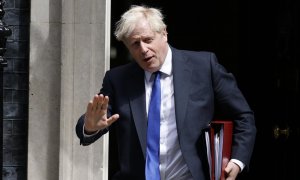 06/07/22. Boris Johnson abandona su residencia para dirigirse al Parlamento de Reino Unido en Londres, a 6 de julio de 2022.