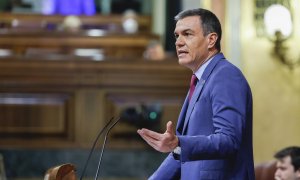 El presidente del Gobierno, Pedro Sánchez interviene durante la segunda jornada del debate sobre el Estado de la Nación este miércoles en el Congreso.