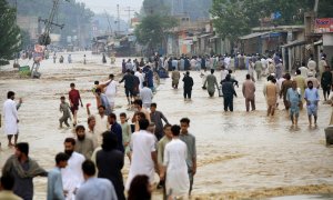 Un área inundada en el distrito de Charsadda, en la provincia de Khyber Pakhtunkhwa, a 27 de agosto de 2022.