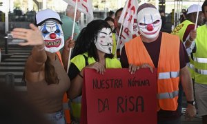 Protesta en el aeropuerto Adolfo Suárez Madrid-Barajas en el primer día de huelga de los TCP de Iberia Express, a 28 de agosto de 2022.