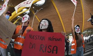 28/8/22 Protesta en el aeropuerto Adolfo Suárez Madrid-Barajas, a 28 de agosto de 2022.