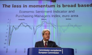 Pablo Gentiloni, comisario europeo de Asuntos Económicos, en la presentación de las previsiones económica de otoño, en Bruselas. REUTERS/Johanna Geron