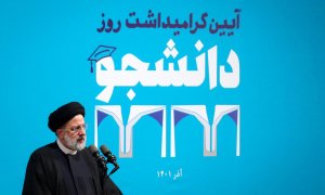 El presidente de Irán, Ebrahim Raisi, durante un acto en la Universidad de Teherán, a 7 de diciembre de 2022.