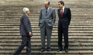 16/11/2006 - Pasqual Maragall, Jacques Chirac i José Luis Rodríguez Zapatero a la cimera hispano-francesa que va fer-se a Girona el 16 de novembre de 2006.