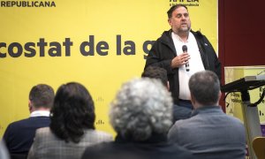 29/11/2022.  El presidente de ERC, Oriol Junqueras, durante el acto ‘Prou Repressió’ celebrado por Esquerra Republicana de Catalunya (ERC), a 29 de noviembre de 2022, en Girona