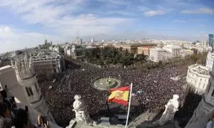 Vista de Cibeles y alrededores en la manifestación por la sanidad pública en Madrid.