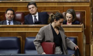 La ministra de Igualdad, Irene Montero, en la sesión de tarde del pleno del Congreso de los Diputados, este martes, en Madrid