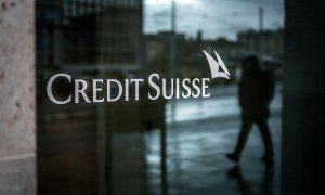 Esta fotografía tomada el 24 de marzo de 2023 en Ginebra muestra el logo del banco Credit Suisse.