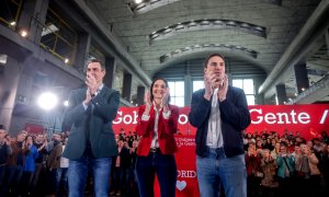 12/04/2023. Pedro Sánchez presenta a Reyes Maroto, como candidata a la alcaldía de Madrid, junto al secretario general de los socialistas madrileños, Juan Lobato, en La Nave, a 4 de febrero de 2023, en Madrid.