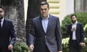 23/05/2023 - Alexis Tsipras abandona el Palacio Presidencial después de su reunión con la presidenta griega Katerina Sakellaropoulou, en Atenas a 23 de mayo de 2023.