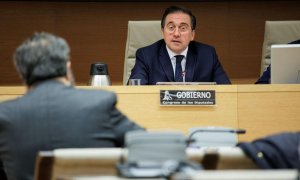 El ministro de Asuntos Exteriores, José Manuel Albares, comparece en la Comisión Mixta para la UE, en el Congreso, a 4 de marzo de 2024, en Madrid.