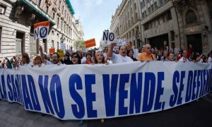 Imagen de una de las marchas de la Marea Blanca contra la privatización de la sanidad madrileña.