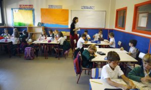 Varios niños en una de las clases de un colegio de la Comunidad de Madrid. EFE/J.P.Gandul
