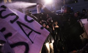 Un policía usa gas lacrimógeno durante una manifestación en solidaridad con Théo y contra la violencia policial en París. - EFE