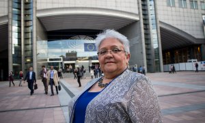 Imelda Daza, superviviente del genocidio de la Unión Patriótica y, actualmente, portavoz de Voces de Paz en la Cámara de Representantes de Colombia, durante su estancia en el Parlamento Europeo de Bruselas.- JAIRO VARGAS