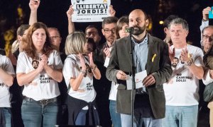 El portaveu d'Òmnium Cultural, Marcel Mauri (en primer terme), en la manifestació de dissabte passat a Barcelona per la llibertat de Jordi Sànchez i Jordi Cuixart