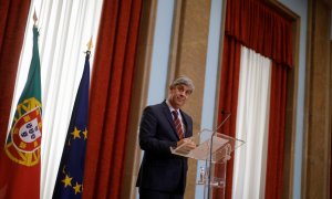 El ministro de Finanzas, Mário Centeno, en una rueda de prensa en la sede de su Departamento, en Lisboa. REUTERS/Rafael Marchante