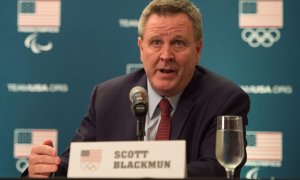 Scott Blackmun, expresidente ejecutivo del Comité Olímpico de Estados Unidos, en una rueda de prensa en 2014 | Reuters/USA Today Sports