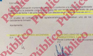 Fragmento del acuerdo de finalización del contrato entre el BBVA y CENYT, firmado por el jefe de seguridad del banco y por el hijo del excomisario Villarejo.