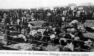 Imagen histórica del campo de concentración de Torremolinos en el que el régimen franquista hacinó a los presos en un infierno al aire libre.