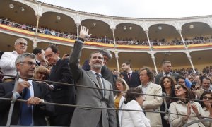 El rey Felipe VI en la Corrida de toros de la Prensa de Madrid. EFE/Javier Lizón