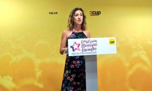 La portaveu de la CUP nacional, Laia Estrada, a la seu del partit. @cupnacional