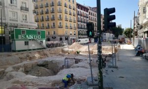 Estado de las obras de la estación de metro Gran Vía en la Red de San Luis, en Madrid. EP