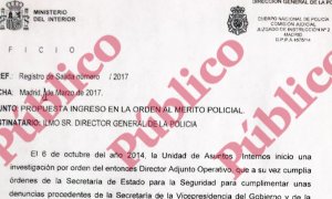 Encabezado de la carta al director general de la Policía en la que el juez Zamarriego solicitaba que fueran condecorados los policías de la Comisión Judicial que destapó las cloacas de Interior a partir del Caso Nicolás.