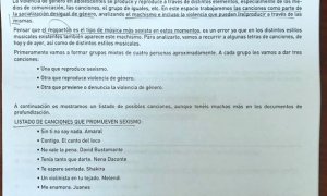 Documento que recoge las canciones que el gobierno navarro considera machistas. Twitter