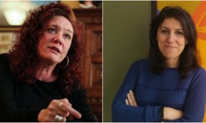 A la izquierda, Cristina Fallarás y a la derecha Ana Bernal-Triviño, ganadoras de los Premios de Comunicación no sexista 2018. / PÚBLICO- JAIRO VARGAS