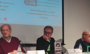 Pere Portabella, Antoni Batista  i Raimon en la presentació de 'Clandestins'. QUERALT CASTILLO.