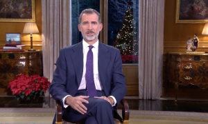 El rey Felipe VI, durante su discurso de Navidad.-